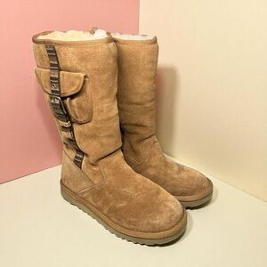Rare Y2K UGG Australia Pocket Shearling Lined Tall Chestnut Suede Boots